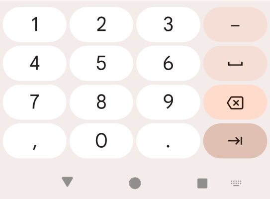 Number input keyboard on a mobile device