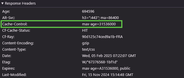 Cache-Control response header